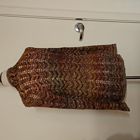 dressbarn Multicolor brown tan rust open knit horse bit closure Petite Small EUC - Picture 7 of 8